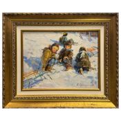 VICTOR ROMANOVICH EFIMENKO (UKRAINIAN 1952-2017). PLAYING IN THE SNOW.