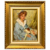 ALEXANDER BELKIN (RUSSIAN B. 1946). YOUNG GIRL WITH A TERRIER.