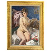 OLEG LOMAKIN (RUSSIAN 1924-2010). NUDE ON A SOFA.