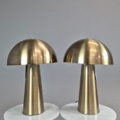 PAIR OF 1960s STYLE GILT METAL MUSHROOM TABLE LAMPS.