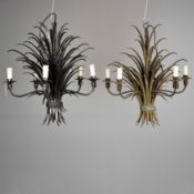 MAISON JANSEN STYLE WHEATSHEAF STYLE CHANDELIERS, A NEAR PAIR.