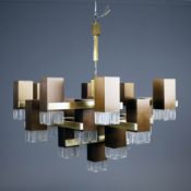 1970s ITALIAN GAETANO SCIOLARI CUBIC CHANDELIER.