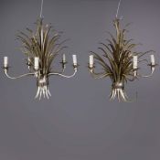 MAISON JANSEN STYLE WHEATSHEAF STYLE CHANDELIERS, A NEAR PAIR.