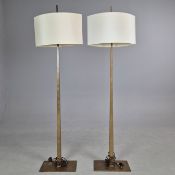 PORTA ROMANA TAPERING HARREL FLOOR LAMPS, A PAIR.