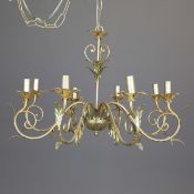 EURO LAMP ART CHANDELIER, GILT FINISH.