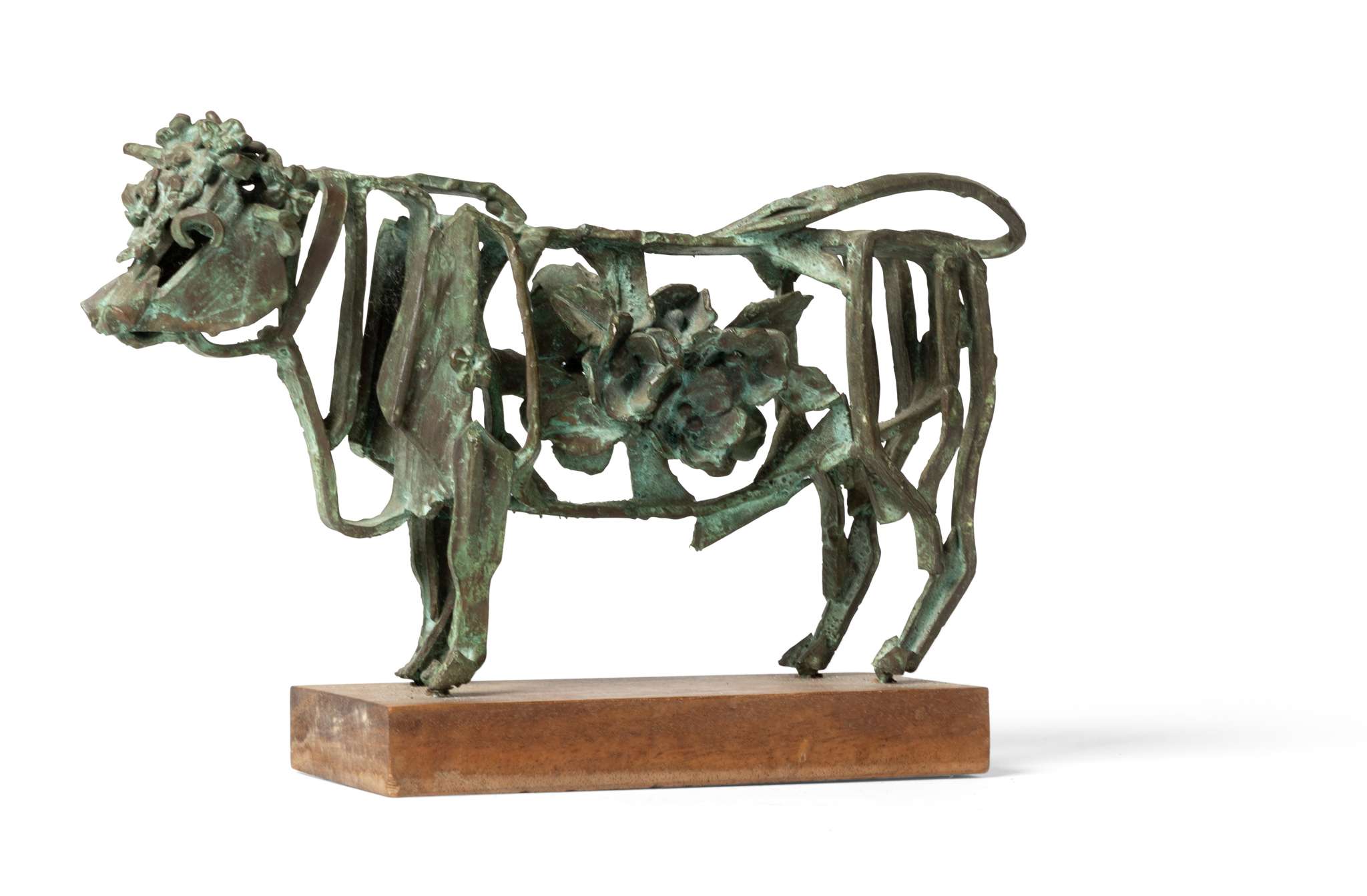 FRANK ROPER (BRITISH 1914-2000) BULL, c.1980 patinated bronze on wooden ...