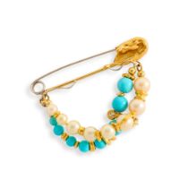 Peter Plöderl: A turquoise, cultured pearl and diamond brooch
