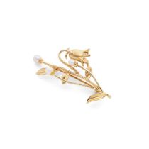 Cairncross of Perth: A 9ct gold Scottish freshwater pearl 'Bluebell' brooch