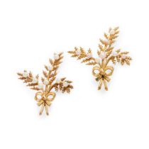 Cairncross of Perth: Two Scottish freshwater pearl 'Fern' brooches