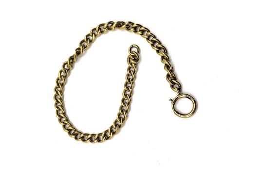 A 10k yellow gold curb link bracelet with a 14k jump ring. 5.8gms. 15.5cm - Image 1 of 2