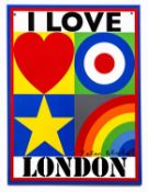Peter Blake (b.1932) I Love London screenprint on tin plate, limited edition of 2500 published by