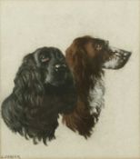 L * Fraser Portrait of two spaniels, signed, pastel, 21.5 x 19cm; and one further similar (2)
