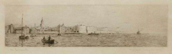 Rowland Langmaid (1897-1956) 'Old Portsmouth', etching, pencil signed in the margin and titled, 8.