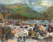 Roy Abell (b. 1931) 'Stream at Llanberis', signed, acrylic, 40 x 51cm