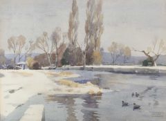 Frank Sherwin (1896-1985) River scene signed watercolour 34 x 45cm.