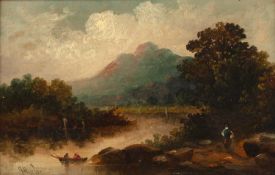 Joseph Horlor (1809-1887) 'Vale of the Lledr in Wales', signed, oil on canvas, 18.5 x 29.5cm