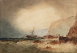 Henry Barlow Carter (1803-1867) A rescue off Whitby, signed, watercolour, 20 x 29cm, and another