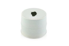 Tanya Gormez (b.1974) Cylindrical vessel porcelain, with a pale green glaze impressed potter's