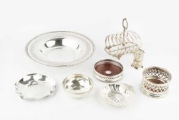 A collection of silver plated items, to include two American oval dishes, another of pierced