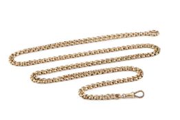 A belcher-link long chain, with swivel clasp stamped '9CT', length 145cm Gross weight only