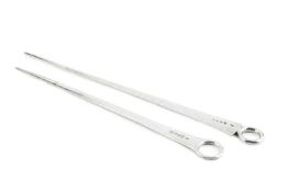 A George III silver meat skewer, with loop handle, by Richard Crossley, London 1787, 28.5cm long,