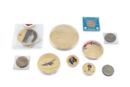 A commemorative large proof medallion, John F. Kennedy, gold plated with Swarovski decoration,