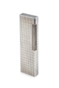 A silver plated large table lighter by Dupont, of rectangular form with textured decoration, stamped