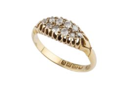 An Edwardian diamond half hoop ring, set with two rows of graduated old-cut diamonds, 18ct gold