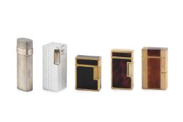 A gilt metal and 'Laque de Chine' lighter by Dupont, no. V6PB93, 5.8cm long, and another similar