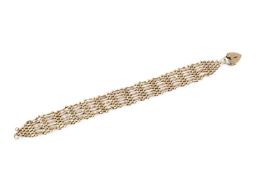 A 9ct gold gate-link bracelet, with padlock clasp, length 18cm Gross weight approximately 7.5gm.