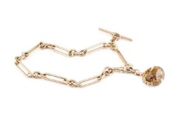 A fancy-link Albert chain, designed as a line of fetter and belcher-links, with swivel clasp,