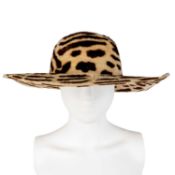 A Jaeger winter hat in colours of beige and brown, in a soft, light faux felt Good condition, no