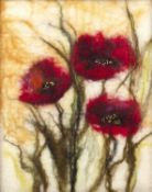 Moy Mackay (b.1966) Poppies, inscribed and dated 2004 verso, textile panel, 27 x 22cm