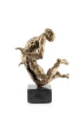 Stella Shawzin (1923-2020) Falling 4/8, signed and numbered bronze on black plinth 37cm high.