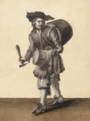 After Marcellus Laroon 'A brass pot or an iron pot to mend', watercolour and bodycolour en