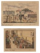 Deirdre Fee (20th century) 'Trek to the Dining Room', 'Washing at the Trough', each signed, titled