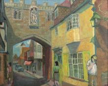 Andrew Neale (20th century) 'Old Gateway, Salisbury', signed, oil on canvas board, 39 x 49cm