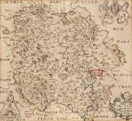 William Hole after Christopher Saxton Herefordshire, engraving, hand coloured, 27.5 x 30cm, a map of