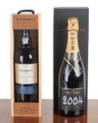 Moët & Chandon Grand Vintage Collection 2004, together with a bottle of Warre's port