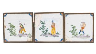 Three possibly 18th-century Liverpool Delft tiles