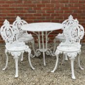 A suite of white-painted aluminium garden furniture