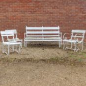 A suite of white-painted garden seating