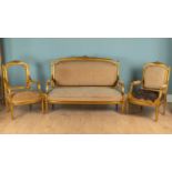 A 19th century French gilt-framed carved salon suite