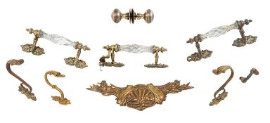 A collection of brass and gilt metal mounts