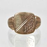 A 9 carat gold signet ring, engraved with initials, 3g, size N, boxed