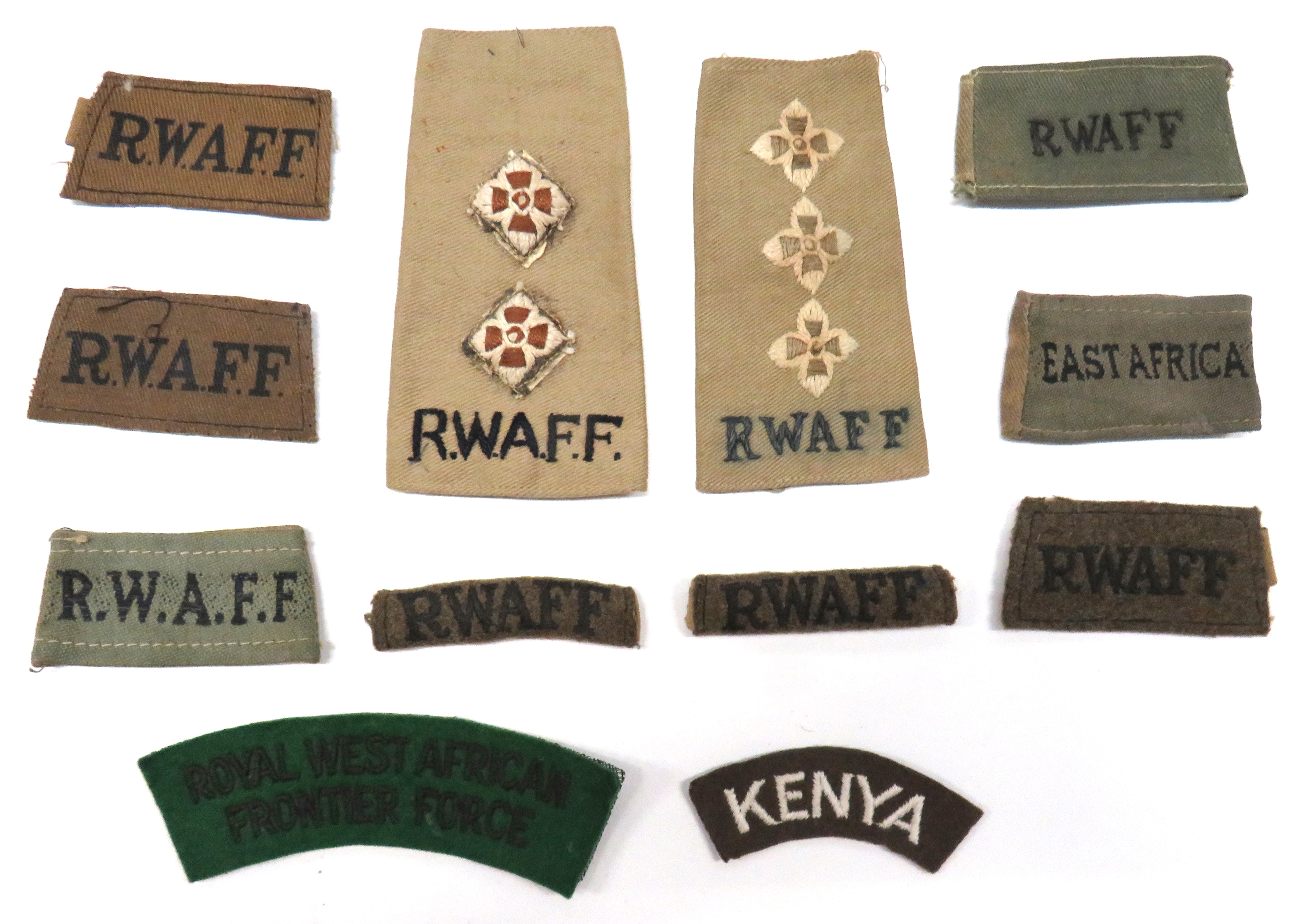 Rwaff Pattern Small Selection Of African Shoulder Titlesconsisting East Africa slip ...