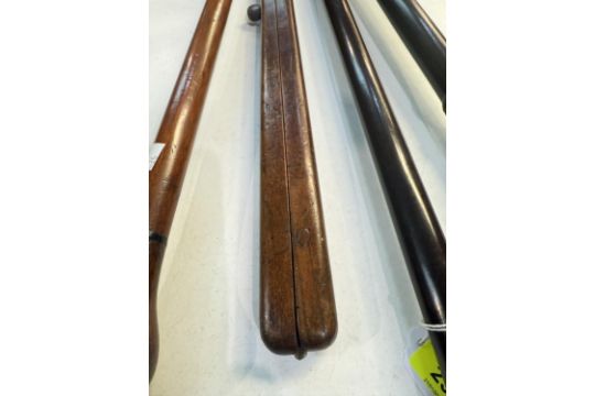 An early 20th Century turned hardwood parade ground stick, 83cms, two similar sticks and a pacing - Image 2 of 4