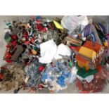 A collection of vintage Britians and other plastic soldiers and figures etc