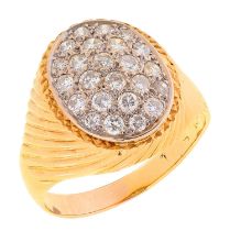 A diamond ring, pave set in 18ct gold, import marked, London 1976, 13.6g, size X Good condition