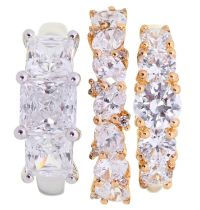 Three cubic zirconia rings, in 14ct gold or 14ct white gold, 8.3g, size I, J Good condition